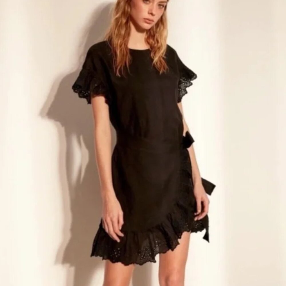 Aritzia Wilfred 100% linen Eyelet Wrap Dress, S